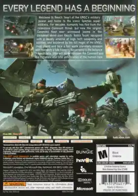 Halo Reach (USA) box cover back